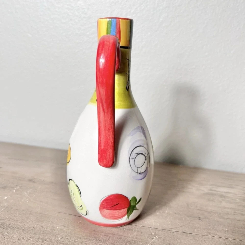 Tabletops Gallery Salad 101 Hand Painted Oil Vinegar Cruet‎ & Pepper Shaker Set